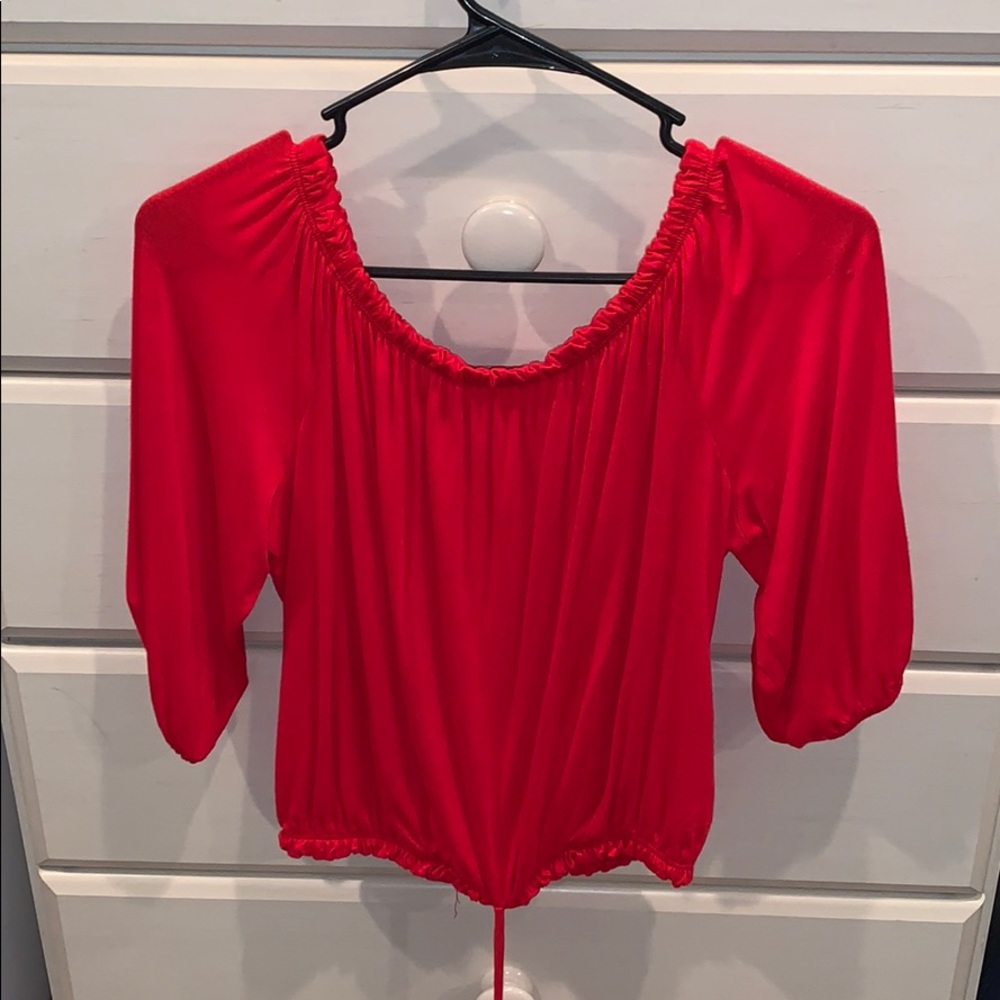 Off the Shoulder Red Shirt